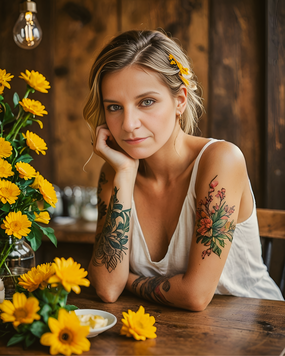 手臂纹身的欧美美女图片